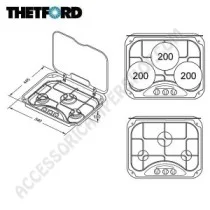 Piano Cottura Gas 3 Fuochi Thetford Basic Line 345 | Accessoricampershop.com