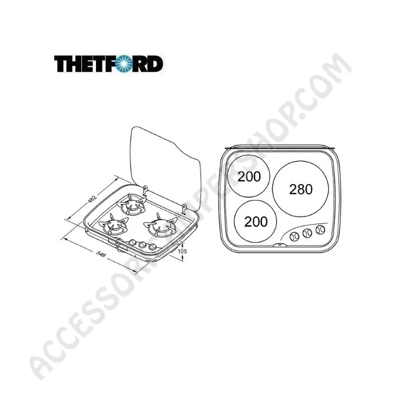 Piano Cottura 3 Fuochi THETFORD TOP LINE 169 | Accessoricampershop.com