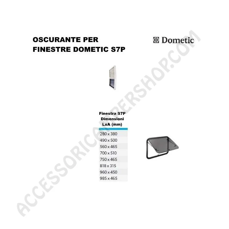 Oscurante S7P-PB per finestra Dometic | Accessoricampershop.com