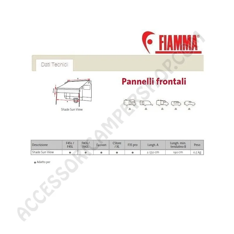 Mantovana Fiamma Shade Sun View per Tendalini | Accessoricampershop.com