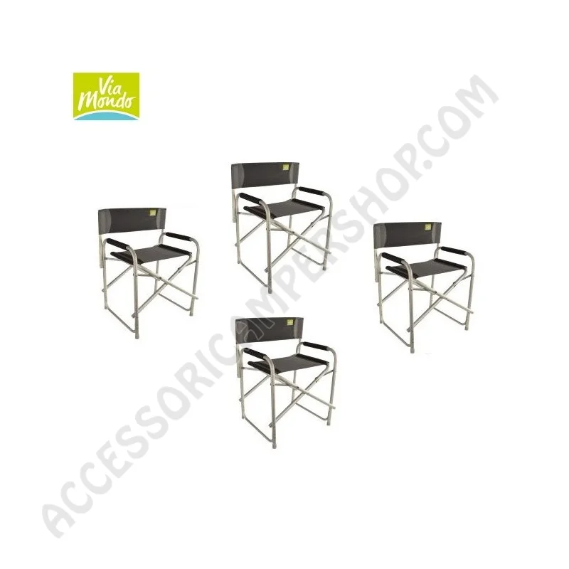 Kit Quattro Poltrone Regista Viamondo Graphite | Accessoricampershop.com