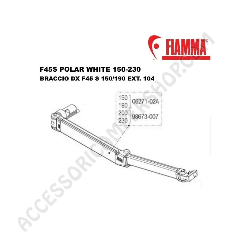 Braccio dx F45 S 150/190 Ext. 104 originale | Accessoricampershop.com