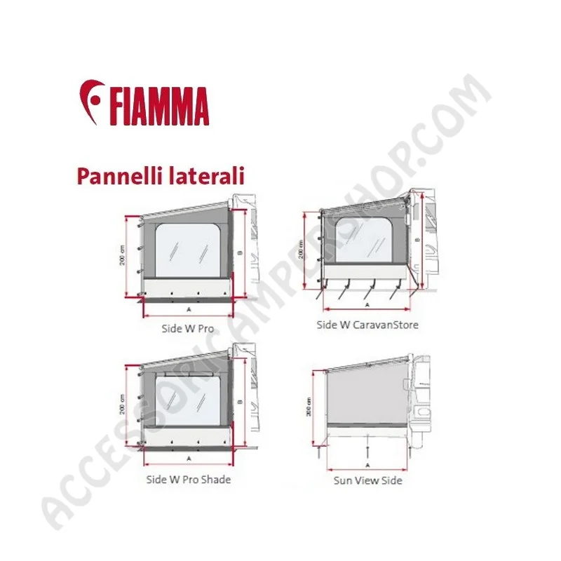 Parete Laterale Side W Pro Fiamma per Tendalini | Accessoricampershop.com