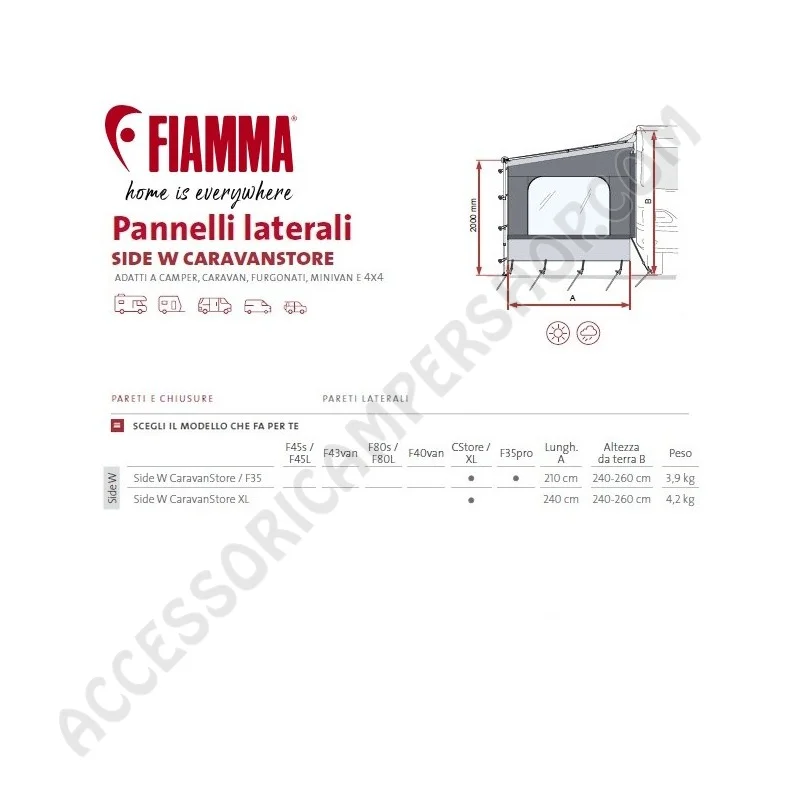 Parete Laterale Side W Caravanstore Fiamma | Accessoricampershop.com