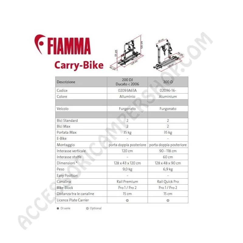 Porta-bici Fiamma Carry-Bike 200 DJ Ducato | Accessoricampershop.com