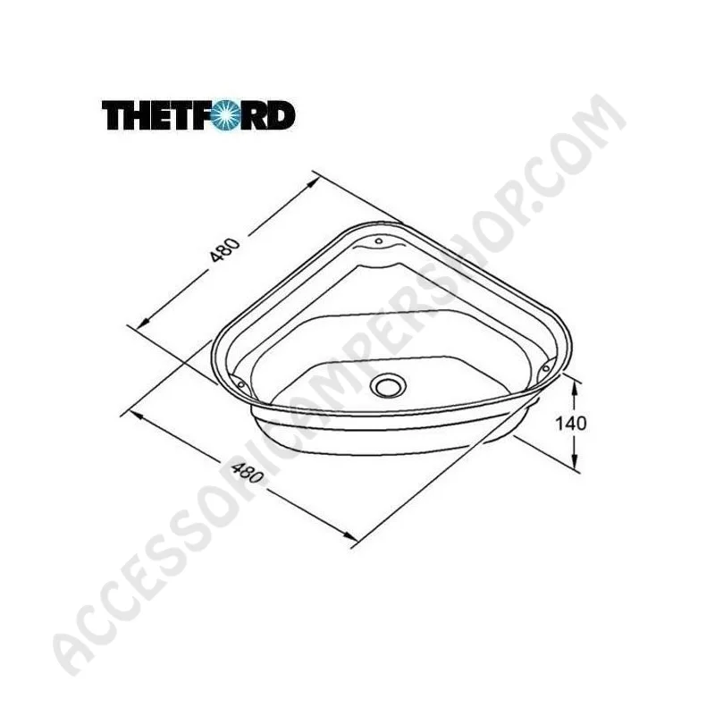 Lavello Triangolare Thetford Basic 330 SX per Camper | Accessoricampershop.com