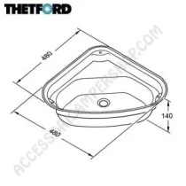 Lavello Thetford Triangolare Basic 330 DX per Camper | Accessoricampershop.com