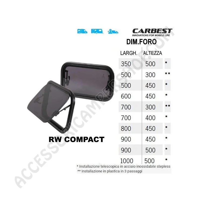 Finestra RW Compact Carbest per Camper e Caravan | Accessoricampershop.com