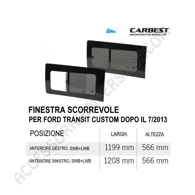 Finestra Scorrevole in Vetro Carbest per Ford Transit | Accessoricampershop.com