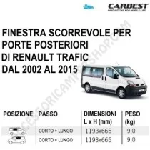 Finestra Scorrevole Vetro Carbest Renault Trafic | Accessoricampershop.com