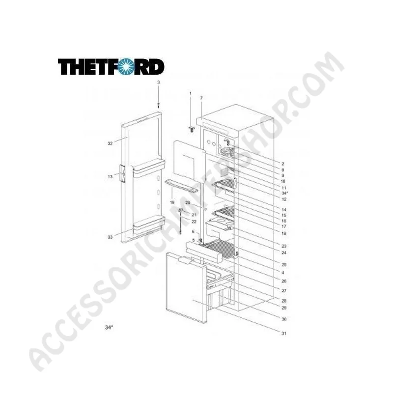 Frigorifero Trivalente Thetford N4141E+ 141L | Accessoricampershop.com