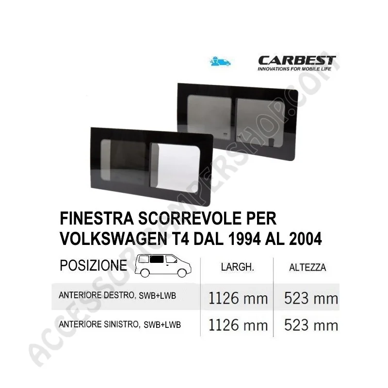 Finestra Scorrevole Vetri Carbest Volkswagen T4 | Accessoricampershop.com