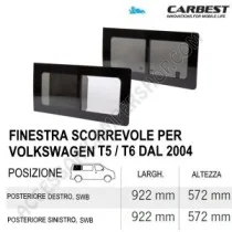 Finestra Scorrevole Vetro Carbest per VW T5/T6 | Accessoricampershop.com