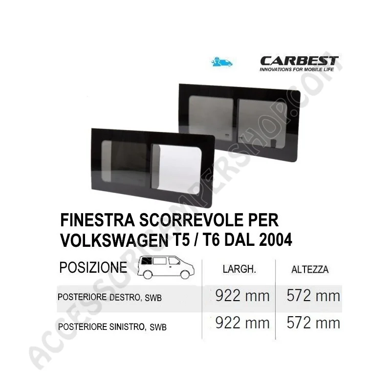Finestra Scorrevole Vetro Carbest per VW T5/T6 | Accessoricampershop.com