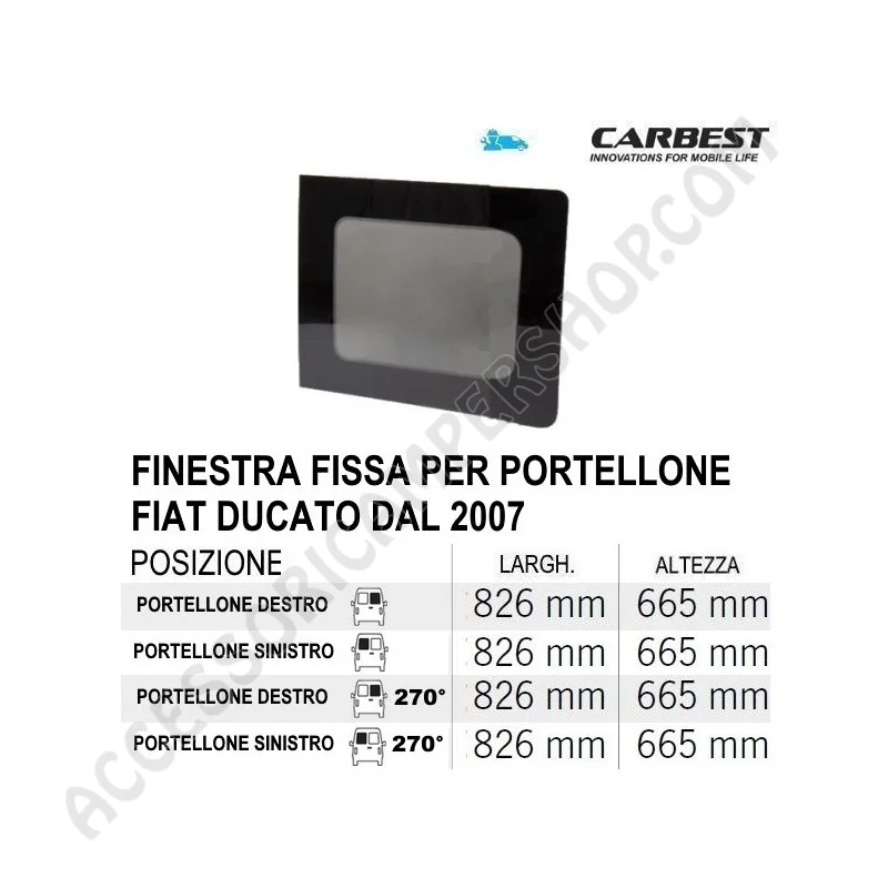 Finestra Fissa Carbest per Fiat Ducato 2007 | Accessoricampershop.com