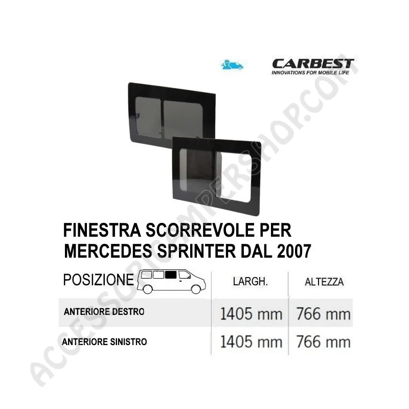 Finestra Scorrevole Vetro Carbest Mercedes Sprinter | Accessoricampershop.com