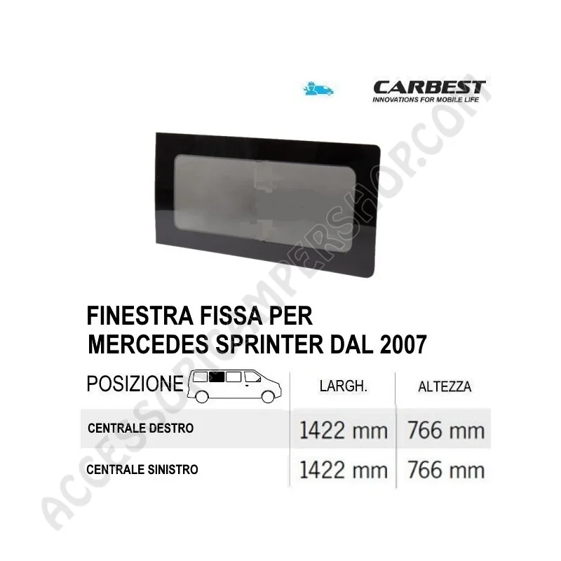Finestra Fissa in Vetro Carbest per Mercedes Sprinter | Accessoricampershop.com