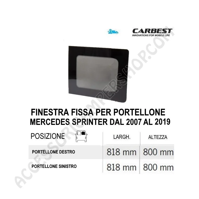 Finestra Fissa in Vetro Carbest per Mercedes Sprinter | Accessoricampershop.com
