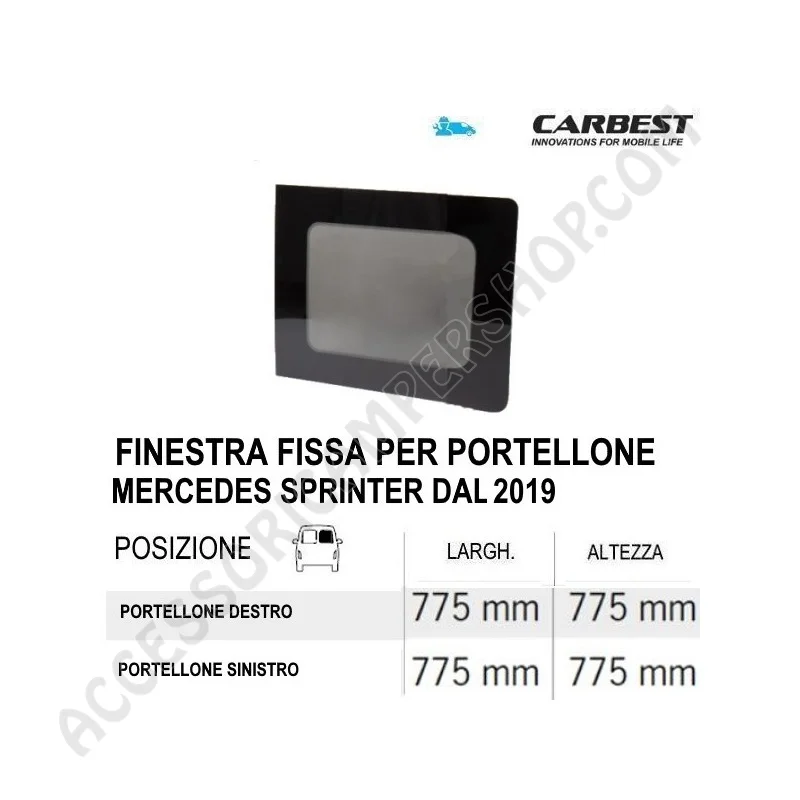 Finestra Fissa in Vetro Carbest per Mercedes Sprinter | Accessoricampershop.com
