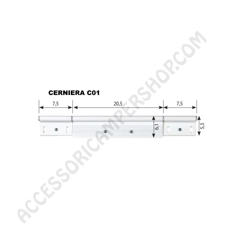 Cerniera C01 Bianca RAL9010 per Camper e Caravan | Accessoricampershop.com