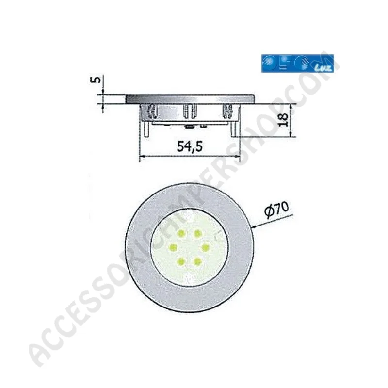 Faretto Spot Fisso Incasso Silver 1020 Touch | Accessoricampershop.com