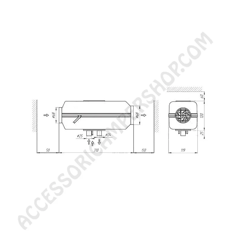 Riscaldatore a Gasolio 2 kW per Camper | Accessoricampershop.com