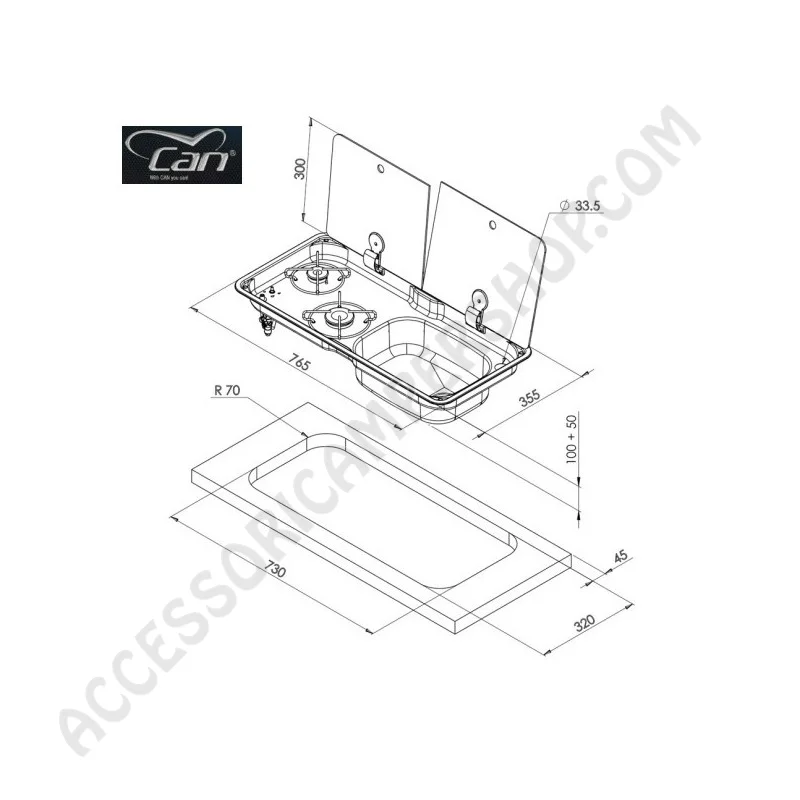 Piano Cottura a Gas Combinato con Lavello | Accessoricampershop.com
