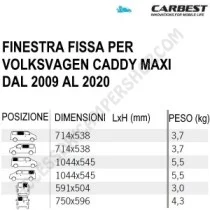 Finestra Fissa Carbest per Volkswagen Caddy Maxi | Accessoricampershop.com