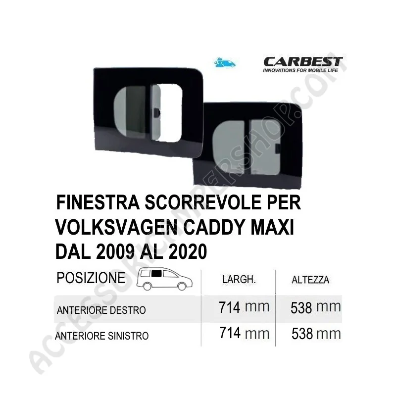 Finestra Scorrevole in Vetro Carbest per Volkswagen Caddy Maxi | Accessoricampershop.com