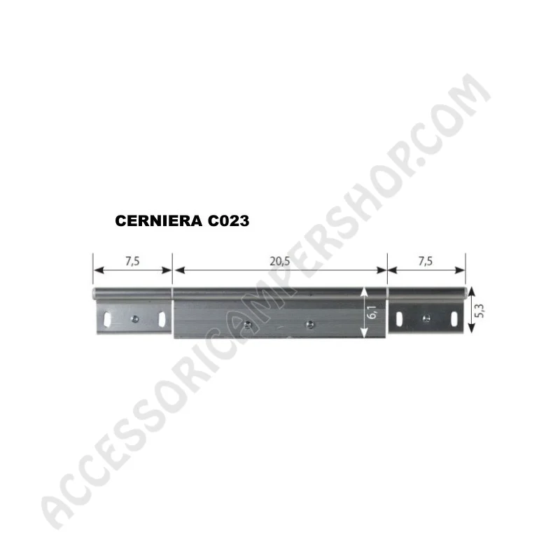 Cerniera C023 Anodizzata Argento per Portelloni | Accessoricampershop.com