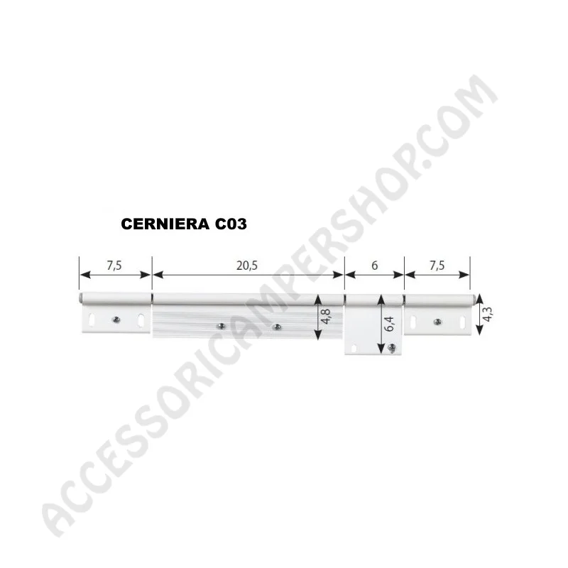 Cerniera C03 Bianca RAL9010 per Porta e Portelloni | Accessoricampershop.com