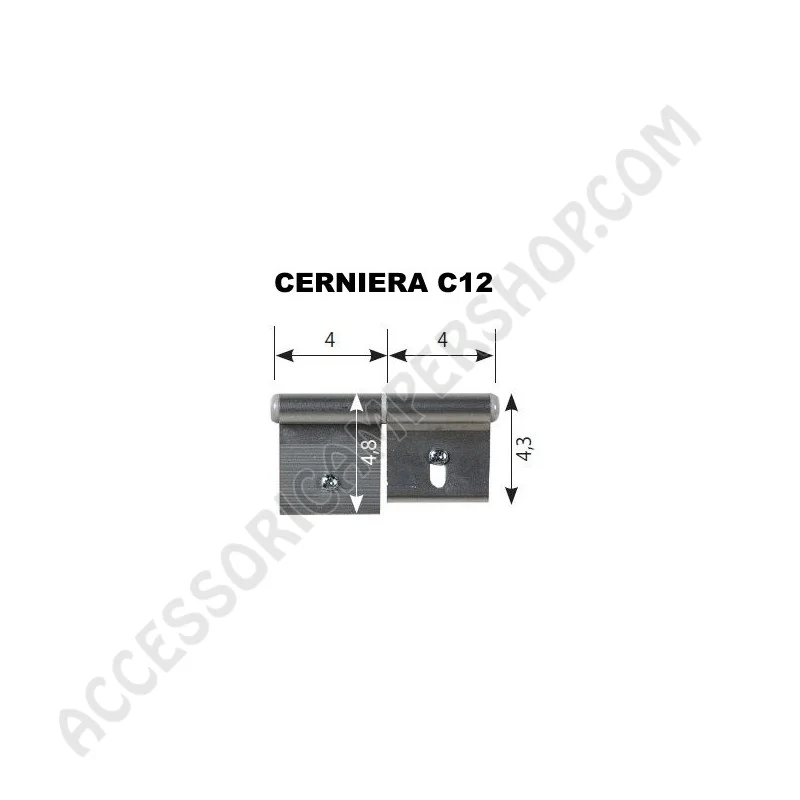 Cerniera C12 anodizzata argento per porta e portellone | Accessoricampershop.com
