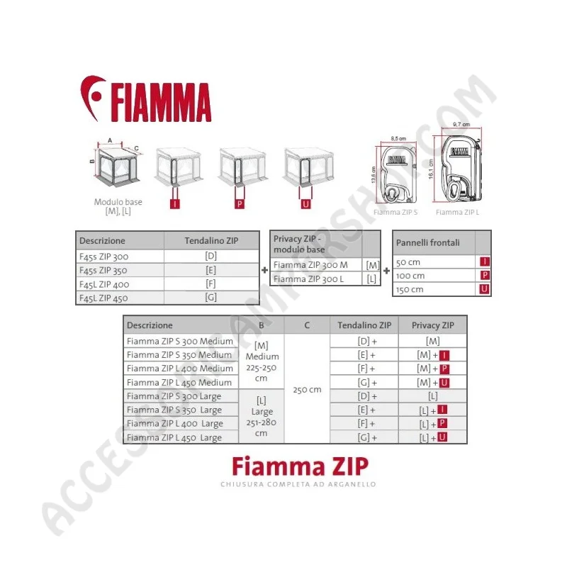 Tendalino Veranda Completa Fiamma Zip per Camper | Accessoricampershop.com