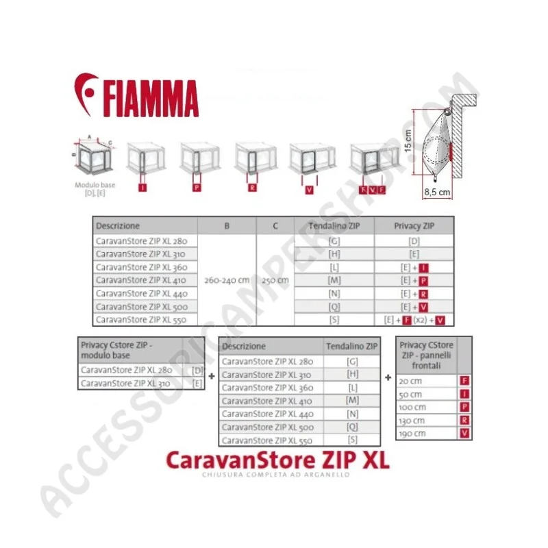 Tendalino Veranda Completa Fiamma Caravanstore Zip XL | Accessoricampershop.com