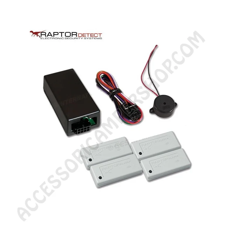 KIT MODULO INTERFACCIA CON 4 SENSORI RAPTOR DETECT PER SISTEMA DI ALLARME CON SENSORI MAGNETICI DI CAMPER MOTORHOME CARAVAN O RO