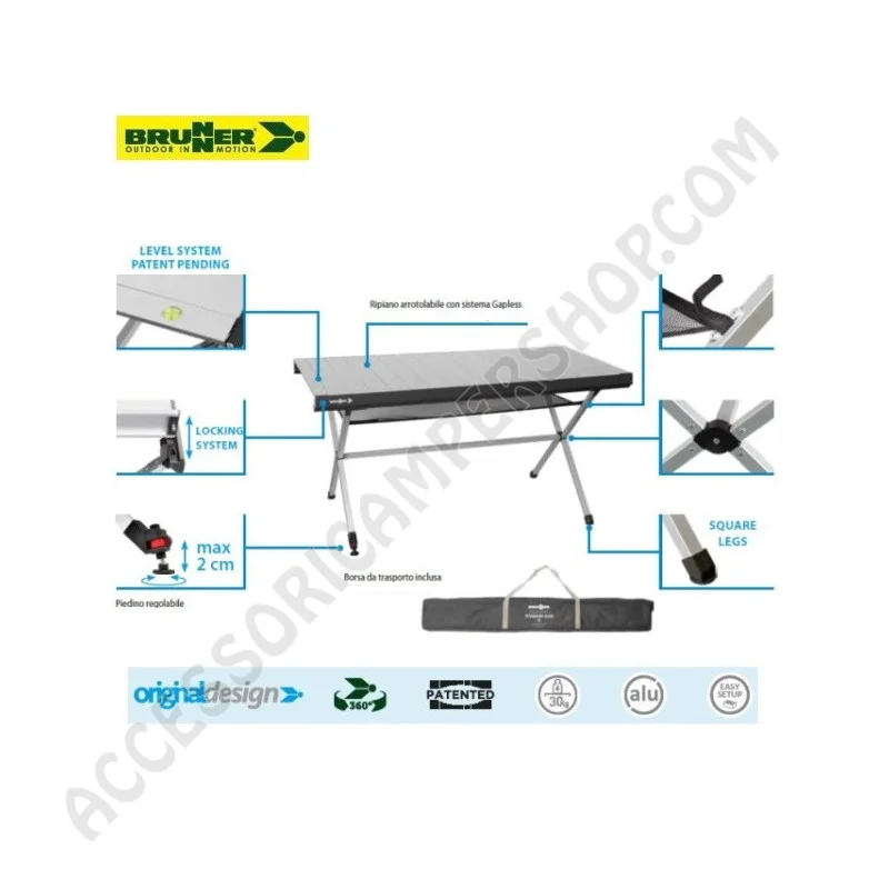 Tavolo Titanium Axia 6 Brunner Pieghevole da Campeggio | Accessoricampershop.com