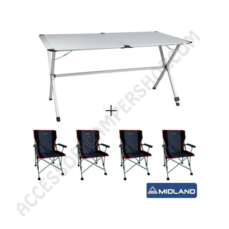 Kit Tavolo Pieghevole e 4 Sedie da Campeggio | Accessoricampershop.com