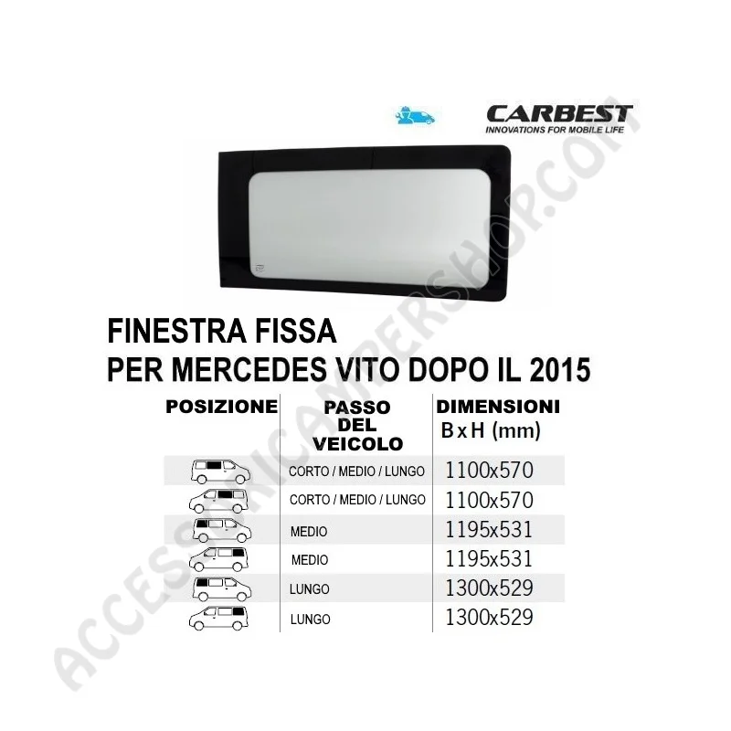 Finestra FISSA VETRO Carbest per Mercedes Vito 2015 | Accessoricampershop.com