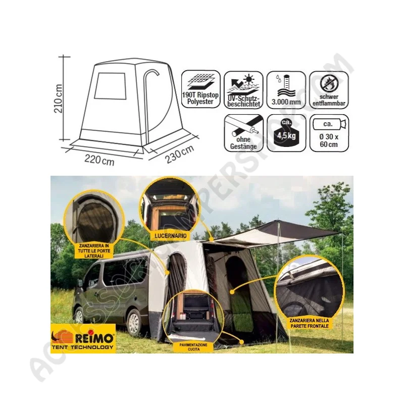 Tenda Veranda Posteriore Trapez Premium per Van | Accessoricampershop.com