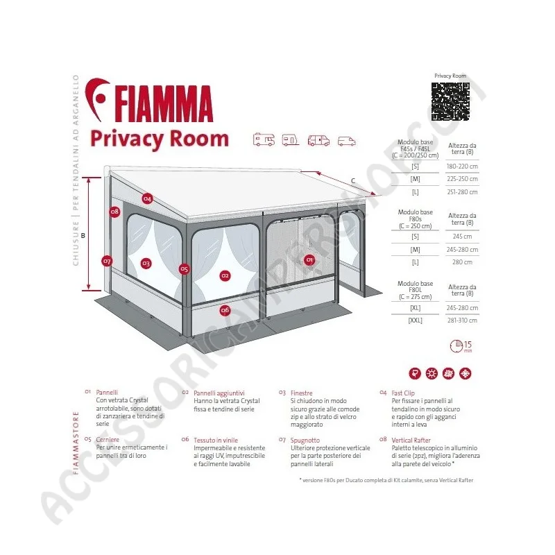 Veranda Fiamma Privacy Room 300 per Camper | Accessoricampershop.com