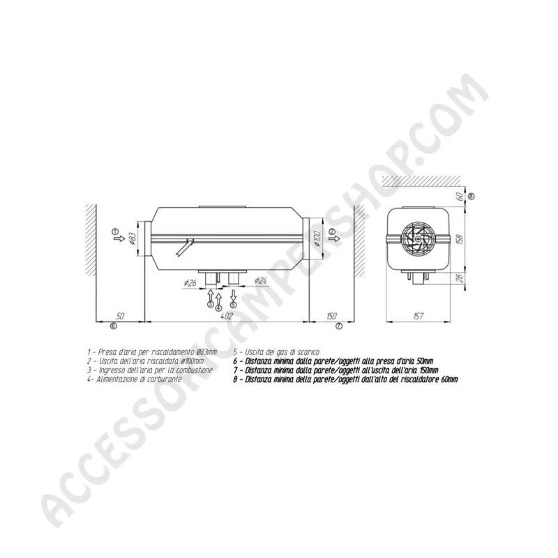 Riscaldatore a Gasolio 4 kW per Camper | Accessoricampershop.com