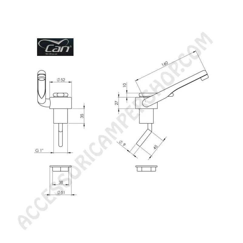 Rubinetto RB1487 CAN acqua fredda per camper | Accessoricampershop.com