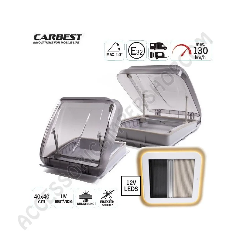 Oblò Carbest 40x40 con LED per camper e caravan | Accessoricampershop.com