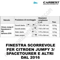 Finestra Scorrevole in Vetro Carbest per Citroen Jumpy | Accessoricampershop.com