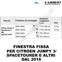Finestra Fissa Carbest per Citroen Jumpy 3 | Accessoricampershop.com