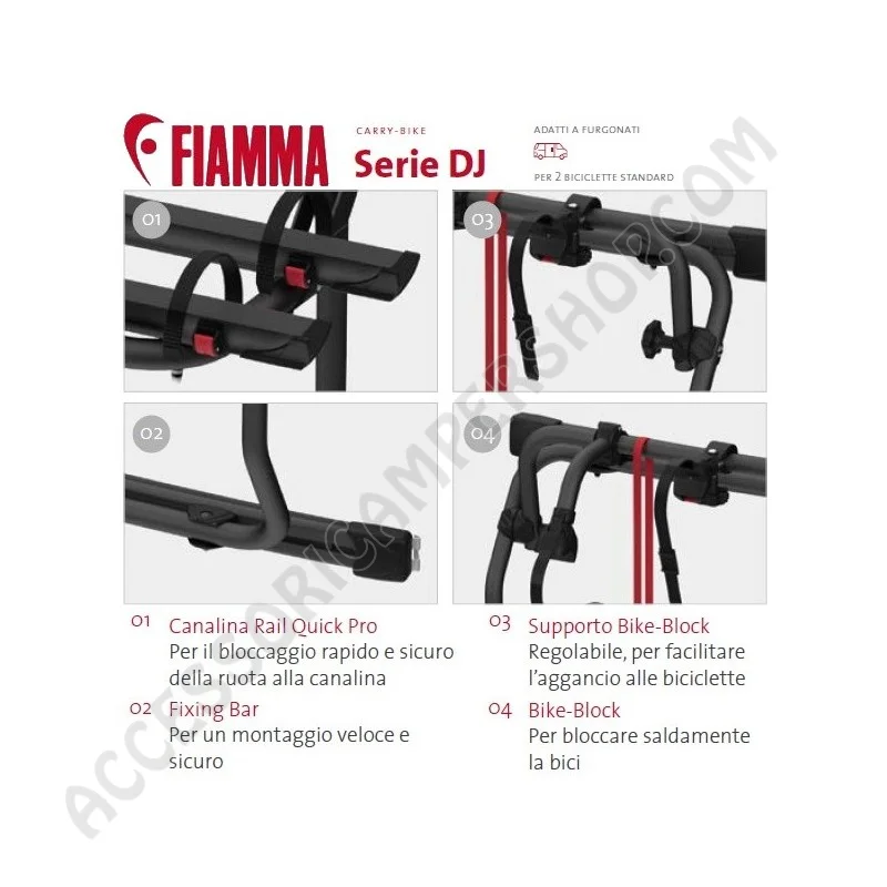 Porta-bici Fiamma Carry-Bike DJ per furgonati | Accessoricampershop.com