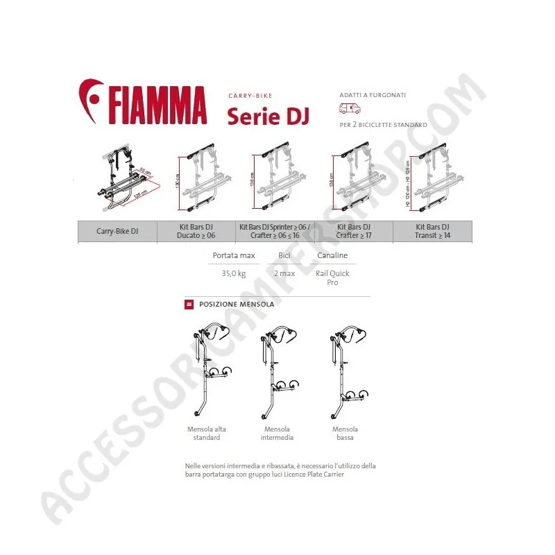 KIT BARS DJ CRAFTER per porta-bici Fiamma | Accessoricampershop.com
