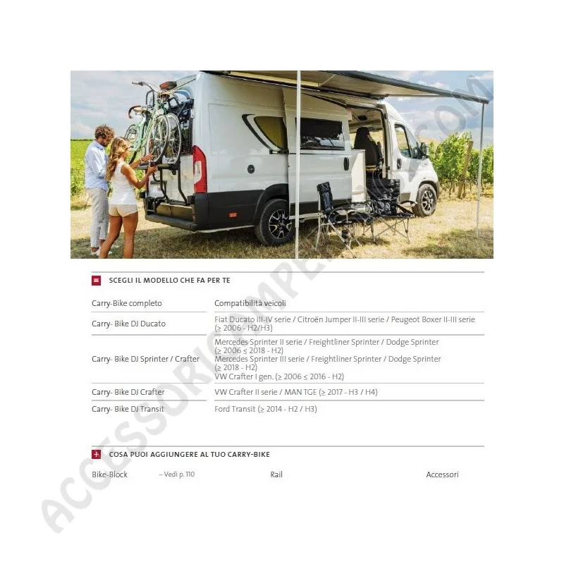 KIT BARS DJ SPRINTER per Carry-Bike Fiamma | Accessoricampershop.com