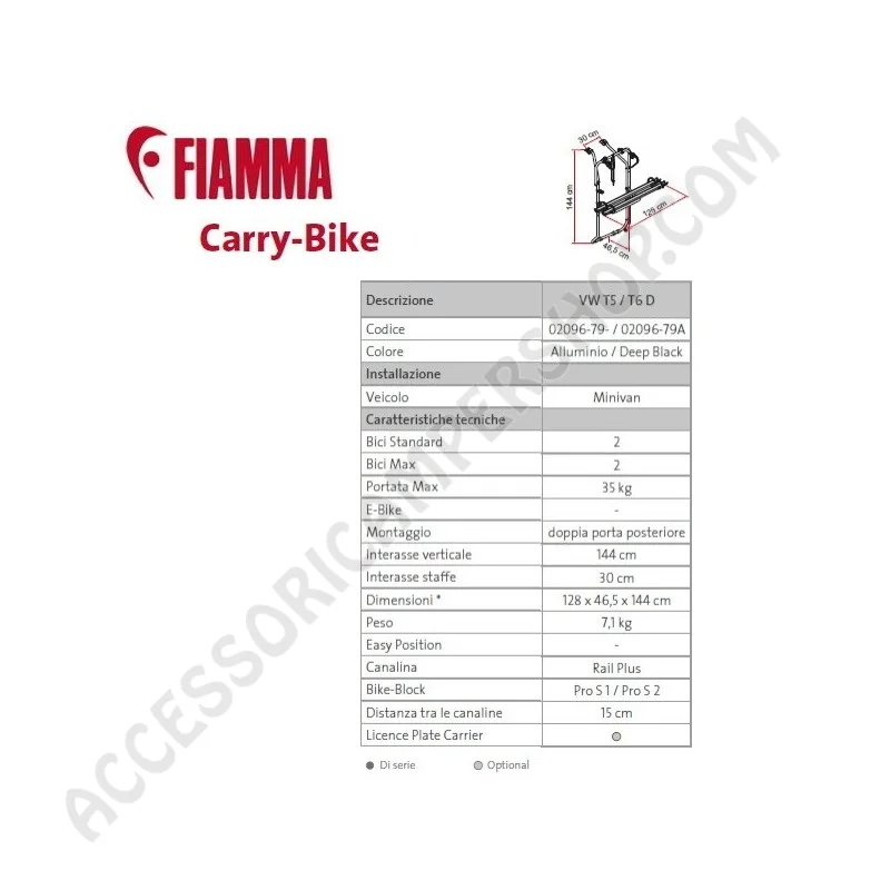 Porta-bici Fiamma Carry-Bike VW T5/T6 D Deep Black | Accessoricampershop.com