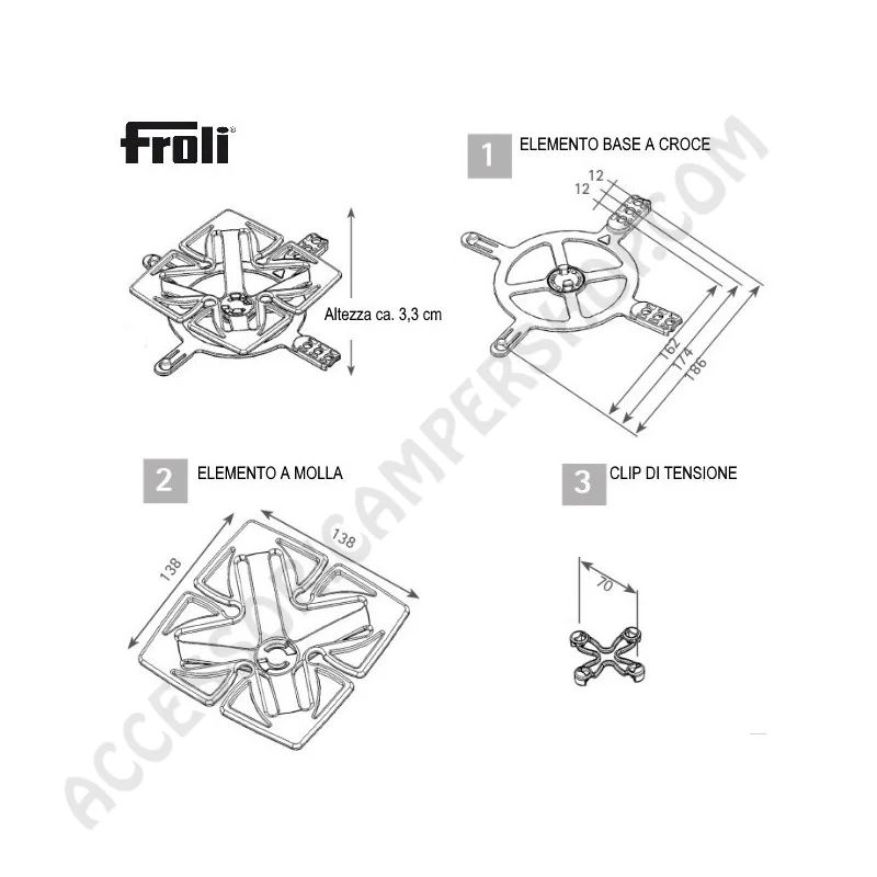 Kit Base Sistema Letto Froli Travel Anatomico | Accessoricampershop.com